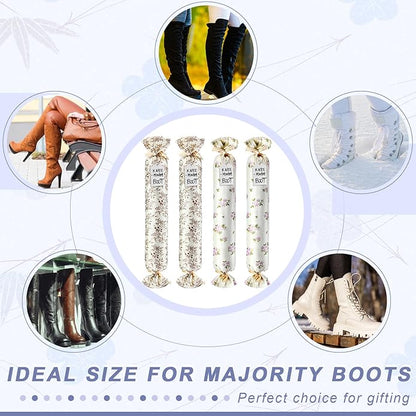 2 Pairs Boot Shaper Stands with 8 Labels Cotton Tall Boot Inserts for Closet Organization