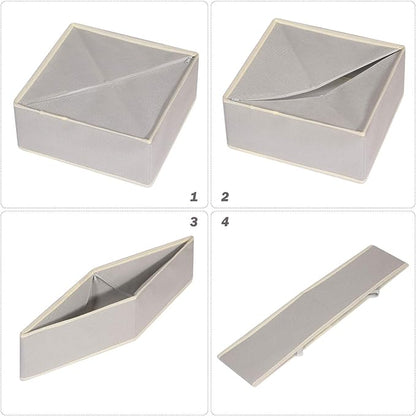 DIOMMELL Set of 4 Foldable Cloth Storage Box Closet Dresser Drawer Organizer Fabric Baskets Bins Containers Divider for Clothes Underwear Socks Lingerie Clothing, Grey 40-0000