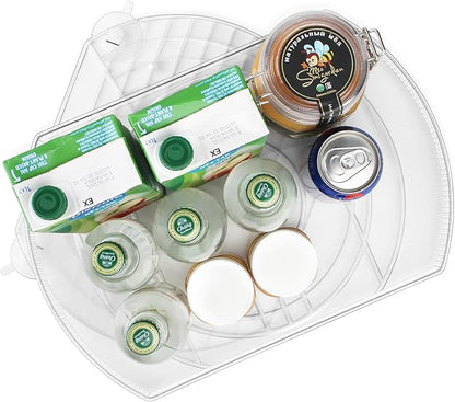 FIRJOY Lazy Susan Turntable for Refrigerator, Square Turntable Organizer for Fridge Cabinet, Pantry, Countertop (15.3" x 11.1" Rectangle 1 Pack - Clear)