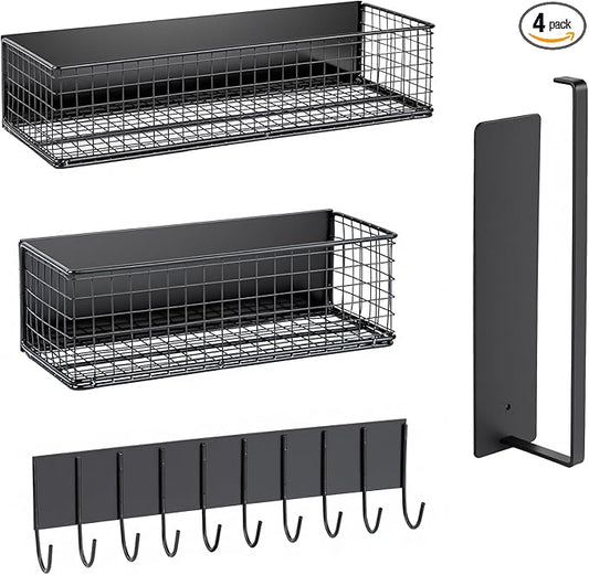 4 Pack Magnetic Shelves for Washing Machine， Heavy-Duty Magnetic Laundry Organizer, Spice Rack for Refrigerator, Space Saving Magnetic Basket