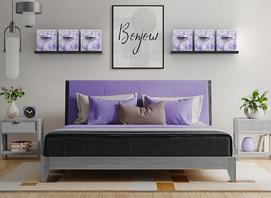 Sorbus Collapsible Storage Bins - 11" Sturdy Foldable Fabric Storage Cubes with Handle - 4 Tie-Dye Purple Organization and Storage Baskets for Organizing Pantry, Closet, Nursery, Dorm, Toy Storage