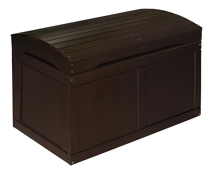 Badger Basket Hardwood Safety Hinge Barrel Top Toy Storage Chest, Espresso, 17x19 Inch (Pack of 1) (01345)