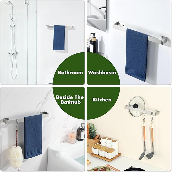 Alise Hand Towel Holder Towel Bar for Bathroom Wall Mount,16 in SUS304 Stainless Steel Towel Rack for Bathroom and Lavatory,Kitchen,Bath Towel Hanger Towel Rail,Brushed Nickel