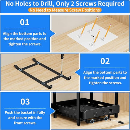 Pull Out Spice Racks for Inside Cabinets, 2-Tier Cabinet Spice Rack, Height Adjustable Spice Rack Organizer for Cabinet, Kitchen Vertical Spice Rack (9.7''Wx10.8''Dx9.2''H, Metal Black)