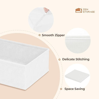 Sturdy Drawer Organizers (12-Pack) - Fabric Dresser Drawer Organizers & Dividers for Nursery Organization, Baby Organizers and Storage for Clothes, Socks & Underwear, White