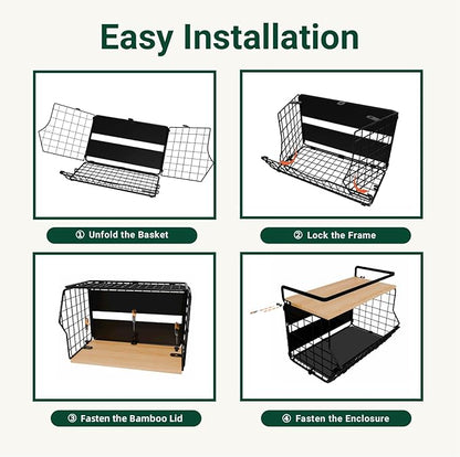 NRSVIAN Magnetic Shelf for Fridge with Wood Lid, Fruit Potato and Onion Storage Bins, Kitchen Large Container Magnetic Spice Rack for Refrigerator, Kitchen Counter, Tools, Snack (BLACK, 2 Pack)