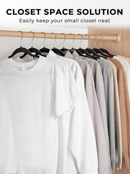 SMARTOR Plastic Hangers 50 Pack, Heavy Duty Plastic Hangers for Clothes - Non-Velvet Slim Hangers with 360° Swivel Hook & Clothes Thin Hanger - Durable Coat Hangars, Space Saving Hanger - Black