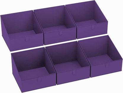 DIMJ Closet Storage Bins 6 Pack - Fabric Storage Baskets for Shelves, Collapsible Clothes Organizer, Trapezoid Shelf Organization Storage Cubes for Purse, Toys, Books, Towel, Clothes, Purple