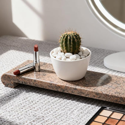 Natural Marble Tray Marble Pedestal Stand 4.02“ x 15.98”for Kitchen Counter, Bathroom, Home Decor, Small Plant Tray Soap Dish Holder for Jewelry, Vanity, Counter Luxury Decorative Tray (Golden Star)