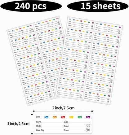 STARLIBOO Removable Freezer Labels Stickers, Blank Freezer Labels for Food Containers, 1x3 Inch Waterproof Labels (Multicolor, 240 Labels)