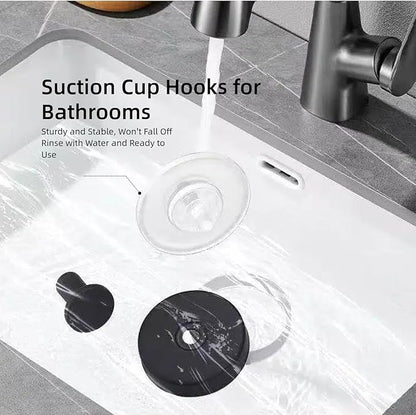 2Pcs Suction Cup Shower Hooks Matte Black Towel Hooks, No-Drill Waterproof Towel Hooks for Bathroom Glass Window Door Can Hang Various Towels Bath Towels Keychains