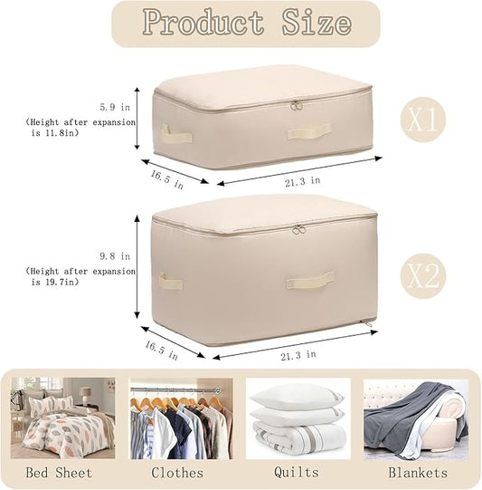 3 PCS Ultra Space Saving Self Compression Organizer, 2025 NEW Comforter Storage Bags, Heavy Duty Moving Bags, Washable Compression Bags for Storage Comforter Blanket, Clothes,Closet, Bedding