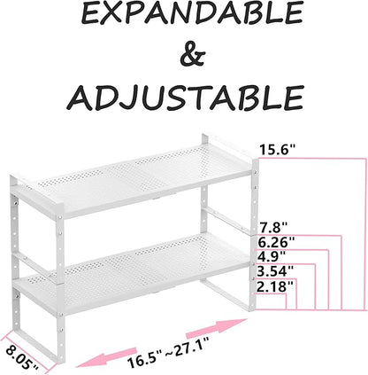 Multi-Functional Metal Shoe Rack, Space-Saving, Perfect for Entryway, Closet, Bathroom, etc. - Sturdy and Durable, High Weight Capacity(2PACKS/White/Medium)
