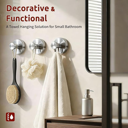 4 Packs Suction Cup Hooks for Shower, Heavy-Duty Wreath Hangers for Front Door, No Drill Glass Door Shower Suction Hooks No Damage for Walls Bathroom Kitchen Window Mirror Tile Towel Coat Robe Loofah