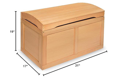 Badger Basket Barrel-Top Wooden Toy Chest - Hardwood Storage Trunk with Safety Hinge, Handle Slots, Spacious Interior - Classic Organizer for Kids' Rooms - Natural
