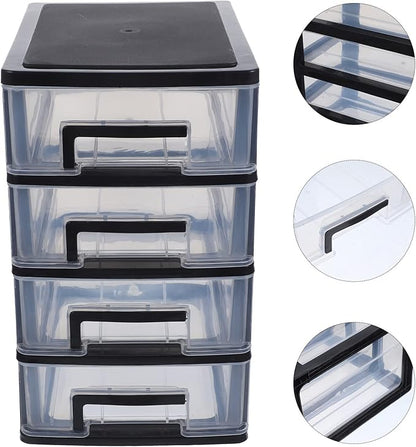 4-Drawer Plastic Storage Cabinet Organizer Clear Stackable Storage Drawers for Desk Closet Office Craft Room and Pantry Compact 9.8 X 5.9 X 9.8 Inches