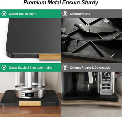 GSlife Appliance Slider and K Pod Storage Basket - 2 in Set of Sliding Tray for Coffee Maker and Under Shelf Storage for K Pod Coffee, Appliance Rolling Tray with Mat for Countertop, Bunlde