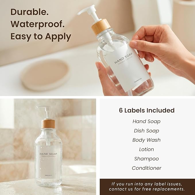 Maisonovo Plastic Soap Dispenser Set | Hand Soap and Dish Soap Dispenser Set | 16.9oz Amber Bottles with Black Bamboo Pump | Bathroom Lotion Dispenser with Pump Set of 2