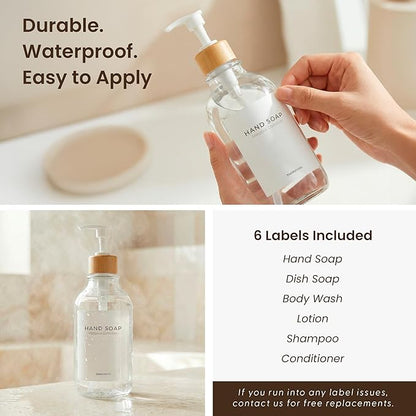 Maisonovo Plastic Soap Dispenser Set | Hand Soap and Dish Soap Dispenser Set | 16.9oz Amber Bottles with Black Bamboo Pump | Bathroom Lotion Dispenser with Pump Set of 2