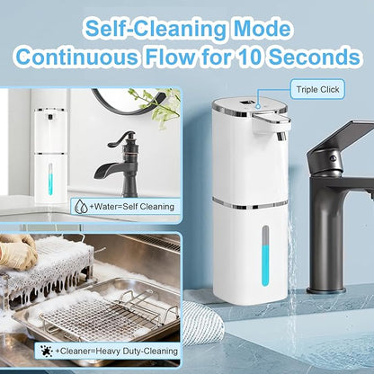 OHIFAST Automatic Liquid Soap Dispenser Touchless, USB Rechargeable Smart Hand Soap Dispenser, 9-Level Adjustable, Physical Button Operation, 13.5oz/400mL Wall Mounted for Bathroom Kitchen Dish Soap