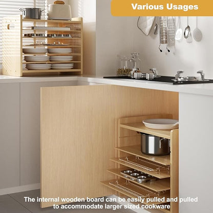 Sawjut 7 Tier Wooden Cookie Sheet Organizer for Cabinet Pot, Pans, Baking Tray Organizer for Kitchen Documents Storage(16.6" W x 16.5" H x 15.2" D)