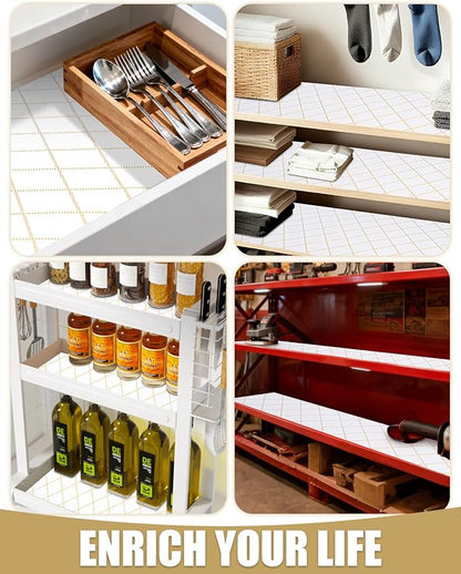 Shelf Liners for Kitchen Cabinets Non-Adhesive, Non-Slip Thickened Shelf Paper Waterproof Washable for Drawer Dresser Pantry Shelve Bathroom Protector Liner