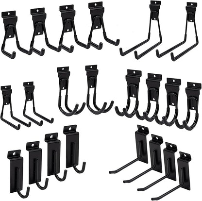 Slatwall Accessories 22 PCS Heavy Duty Garage Hooks Slatwall Panel Hooks Slat Wall Hanging Hook for Bike Ladder Garage Storage System Accessory Multi Size Utility