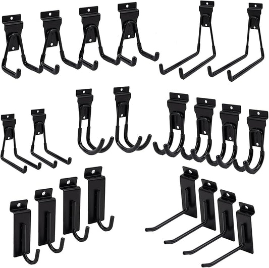 Slatwall Accessories 22 PCS Heavy Duty Garage Hooks Slatwall Panel Hooks Slat Wall Hanging Hook for Bike Ladder Garage Storage System Accessory Multi Size Utility