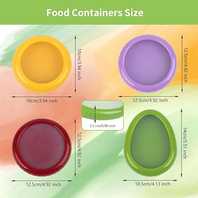 Avocado Saver Onion Storage 4Pcs,Reusable Silicone Fruit Vegetable Containers For Fridge,Anti-oxidation Fresh Stretch Pod Food Box Set for Lemons Tomato Garlic Potatoes Apples,Dishwasher Safe