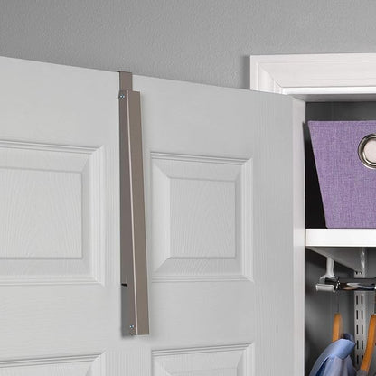 HOLDN’ STORAGE Over The Door Hanger - Single Foldable Rack Organizer for Hanging Clothes, Coats & Towels, Ideal for Dorm Rooms, Laundry, Bathrooms, Etc - Holds up to 20 LBs, Collapsible - Satin Nickel