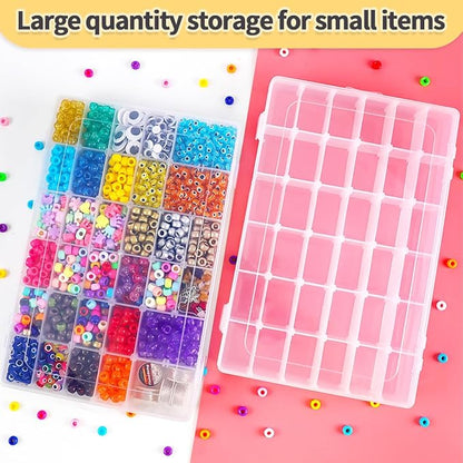 IOOLEEM 36 Grids Plastic Bead Organizer Box, Adjustable Dividers, Sewing storage, Organizer Container Storage Box, Dividers for bead arts and crafts.