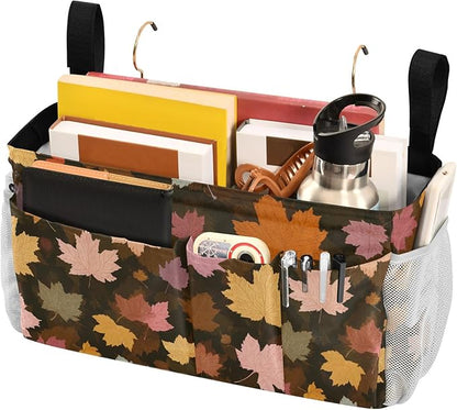CuwrYet Bedside Caddy Hanging Bunk Bed Caddy Bed Organizer Hanging Pocket with 2 Hooks Bedside Storage Organizer Pocket Bag Holder Various Maple Leaves