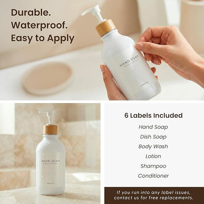 Maisonovo Plastic Soap Dispenser Set | Hand Soap and Dish Soap Dispenser Set | 16.9oz Amber Bottles with Black Bamboo Pump | Bathroom Lotion Dispenser with Pump Set of 2