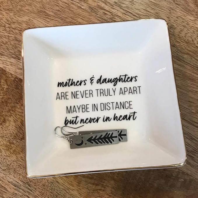 Simply Charmed Gift from Mother or Daughter - or Valentine's Day or Birthday Gift Between Mom and Daughter - Ceramic Jewelry Ring Dish or Tray