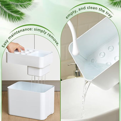 Can Store 15 Umbrella Holder for Entryway Corner with Drip Tray, Umbrellas Stand Rack Space Saving Storage Organizer, Compact Umbrella Holder Indoor for Home Office Decor (White)
