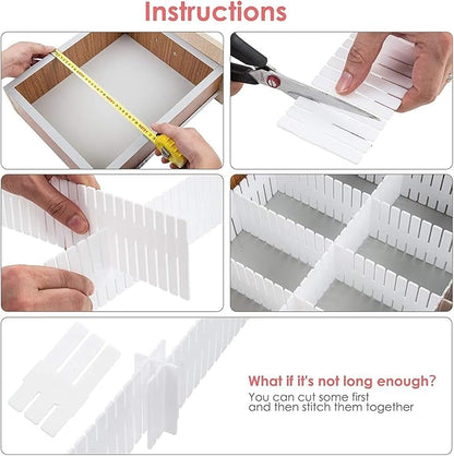 18Pcs Drawer Dividers, Adjustable Drawer Organizer for Socks, Underwear, Makeup, Can Help Tidy Kitchen, Bedroom, Dresser Black