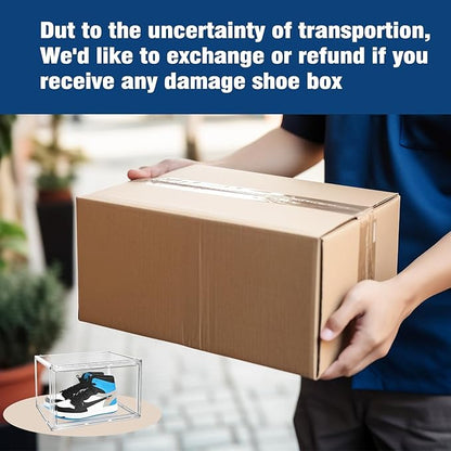 DAYOOH Size 14 Acrylic Sneaker Shoe Display Case, Transparent Shoe Box Storage Bins Clear Plastic Stackable Boot Handbag Organizer Containers with Lids for Shoes, Figure, Collectible, Purse, 1Pack