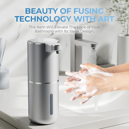 Wisekoti P11 Premium Space Gray Automatic Foaming Hand Soap Dispenser Touchless, Rechargeable Hand Foam Soap Dispenser for Bathroom and Kitchen
