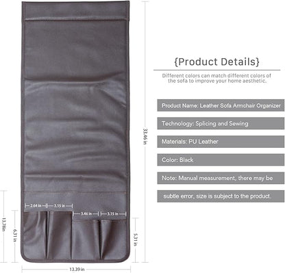 PU Leather Sofa Armrest Organizer, Armchair Magazine Holders, Waterproof Remote Holder for Recliner Couch with 1 Large Pocket, 4 Small Pockets for Magazine, Remote, Phone, Ipad, Books (brown)