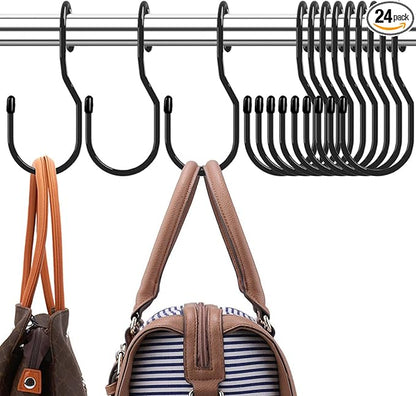 DHYLRICHER 24-Pack Purse Hangers for Closet, Large 5-inch Twist Design Hooks for Bags, Purses, Handbags, Belts, Scarves, Hats