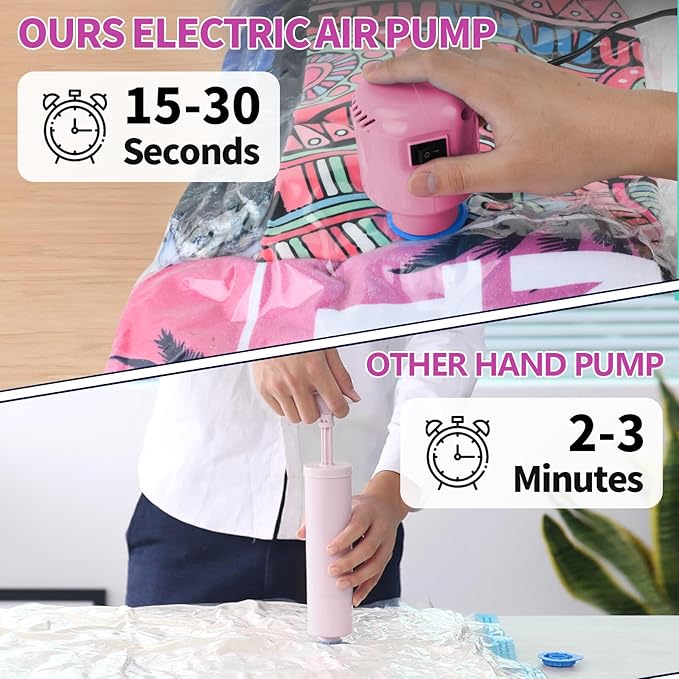 B365 Vacuum Storage Bags with Electric Pump, 12 Pack (3 Jumbo, 3 Large, 3 Medium, 3 Small) Vacuum Seal Bags for Clothes, Bedding, Mattress, Blankets, Travel