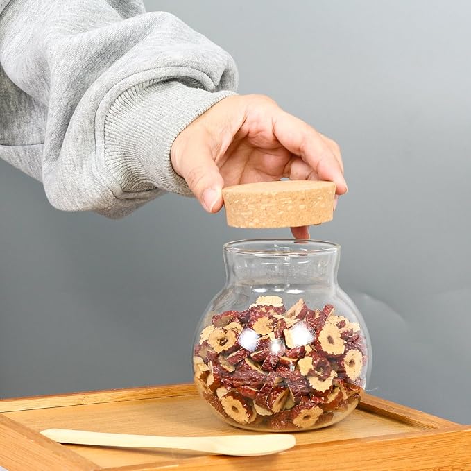 17oz Glass Jars with Airtight Cork Lids,Wedding Candy Jar,Glass Storage Jars Great Ideal for Kitchen Storage, Tea, Biscuits, Cereals, Flour, Beans, Spices, Coffee Beans (4)