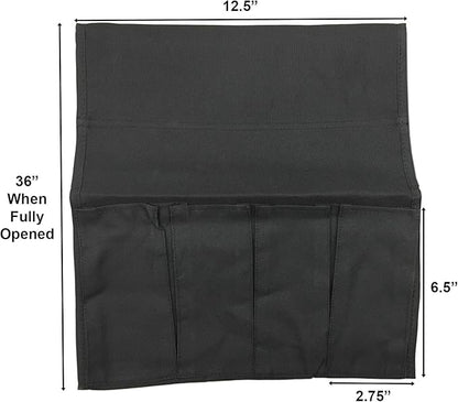 Huji Sofa Chair Armrest Bedside Caddy with Four Pocket Organizer for Remotes and One Hidden Pocket for Books and Magazines - 37” L x 12.50” W(3)