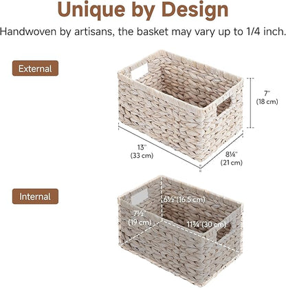 StorageWorks Pantry Baskets, Wicker Storage Baskets for Organizing, Shelves, Pantry Organizers and Storage, Water Hyacinth, Natural