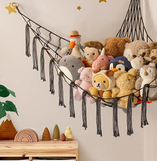 Stuffed Animal Storage Hammock Net - Toy Hammock Net for Stuffed Animals Corner - Hanging Stuff Animal Organizer Holder Large Organization Boys Room Decor