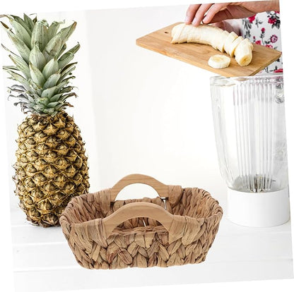 IMIKEYA Rustic Wicker Storage Basket Wicker Basket Pantry Organizer for Kitchen Bathroom