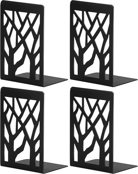 Book Ends, Bookends, Bookends for Shelves, Bookend, Book Ends for Heavy Books, Black Metal Book Shelf Holder Home Decorative, Book Stoppers for Shelves 2 Pair
