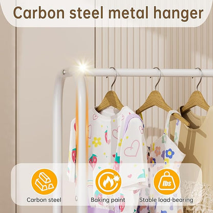 Clothes Garment Coat Rack Drying Clothing Racks Metal Freestanding for Hanging Clothes Portable Closet for Laundry Bedroom White