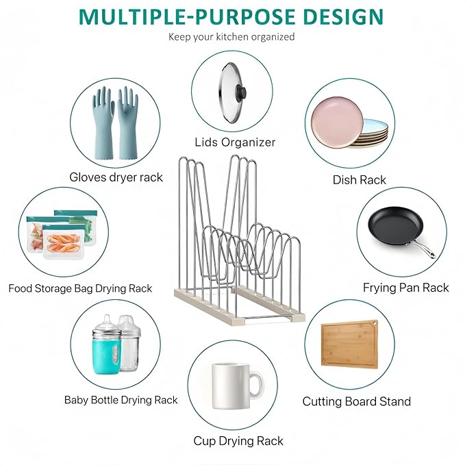 SHILFID Plastic Bag Drying Rack, Reusable Bag Drying Rack for Silicone Bag & Ziploc Bag, Bottle Dryer Rack for Gloves & Glasses, Pan Lid & Cutting Board Organizer