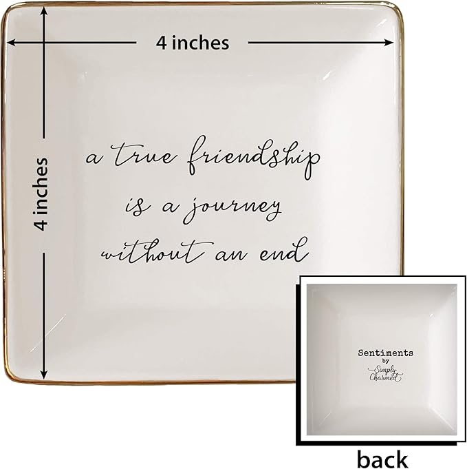 Simply Charmed Best Friend Gift for Women - Valentine's or Galentine's Day Gift - Birthday Gift for Friend - Ceramic Ring Dish for Her Jewelry